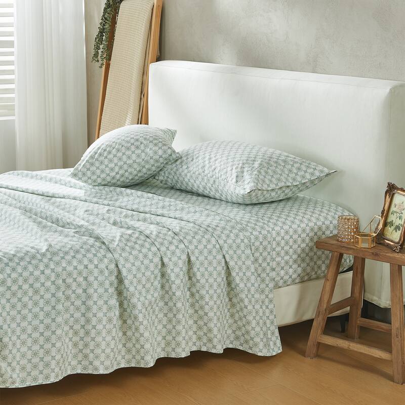 Patina Vie Maison 100% Cotton Percale Vintage Floral Sheet Set