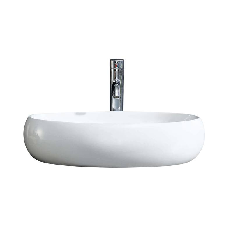 Fine Fixtures Vitreous China Bulging Oval White Vessel Sink