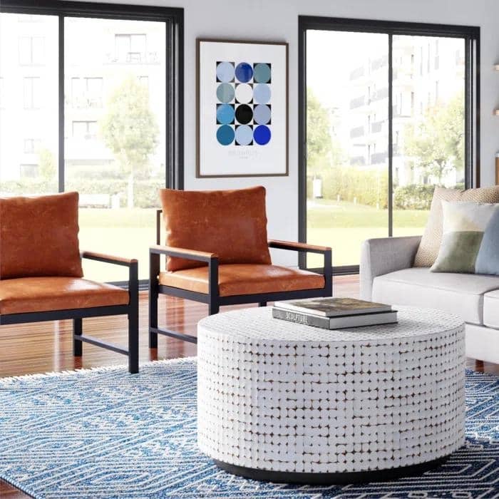 PU Leather Armchair, Modern Retro Leisure Reading Accent Chair with Soft Cushion and Mental Frame for Living Room, Office