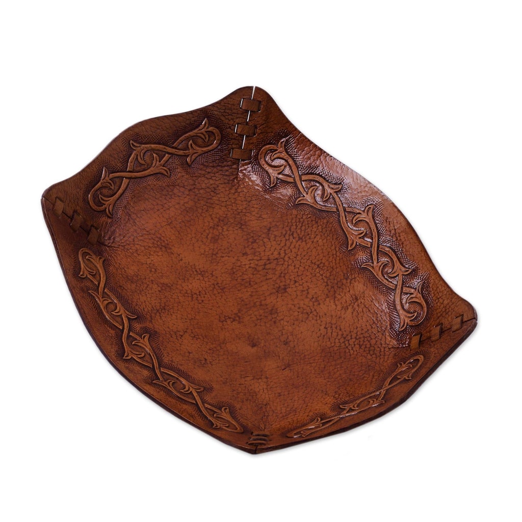 NOVICA Bramblebush, Leather catchall