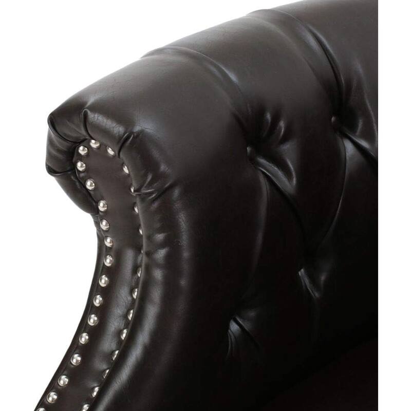 Roomfitters Tufted Upholstered Club Chair, Elegant Rolled-Arm Accent Armchair with Nailhead Trim for Living Spaces
