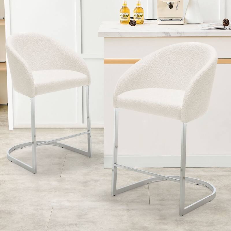 26" Fabric Upholstered Counter Height Bar Stools with Arms - 37" H x 22.4" W x 22" D