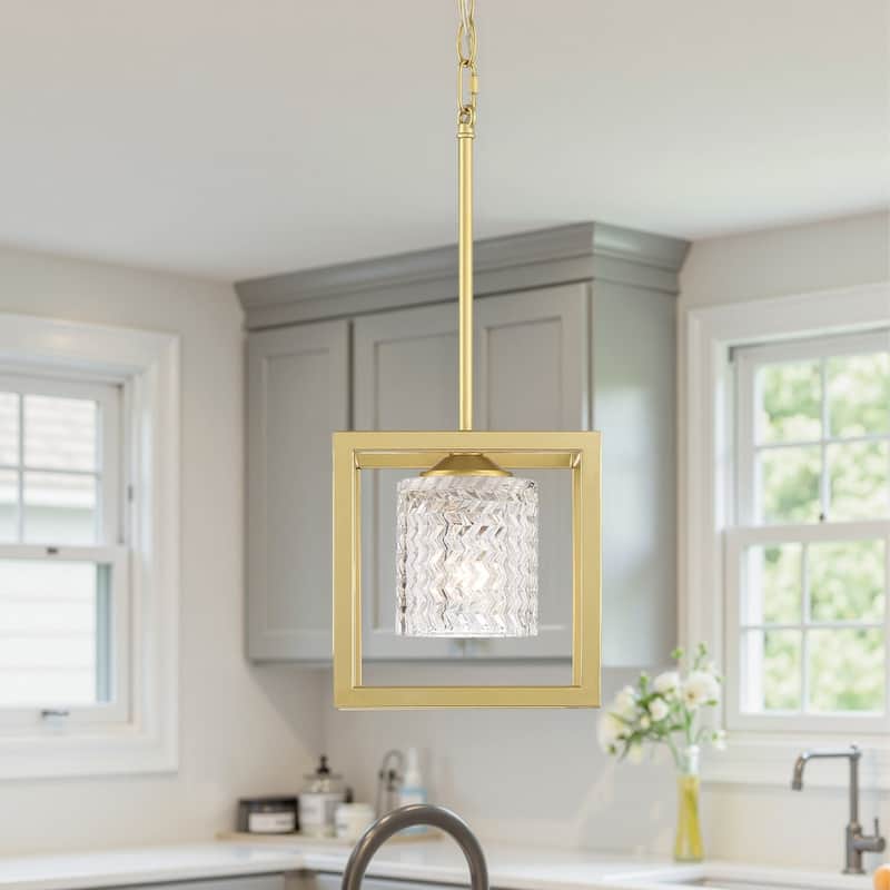 Moulins 1-light Modern Glam Crystal Geometric Kitchen Island Pendant Light - 8'' - Gold