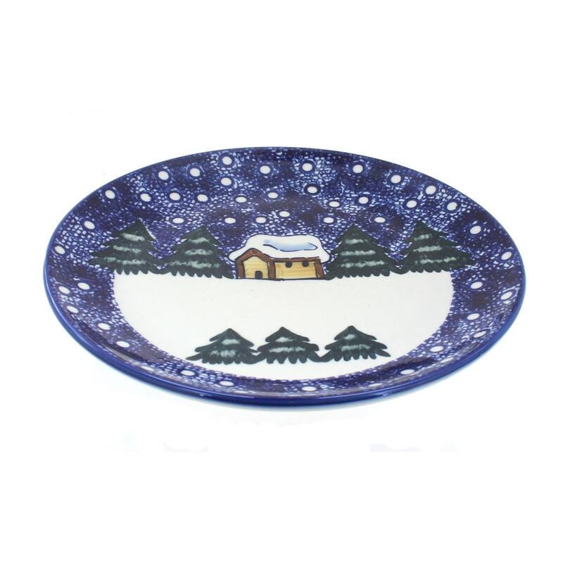 Blue Rose Polish Pottery WR Unikat Dinner Plate - Winter Forest