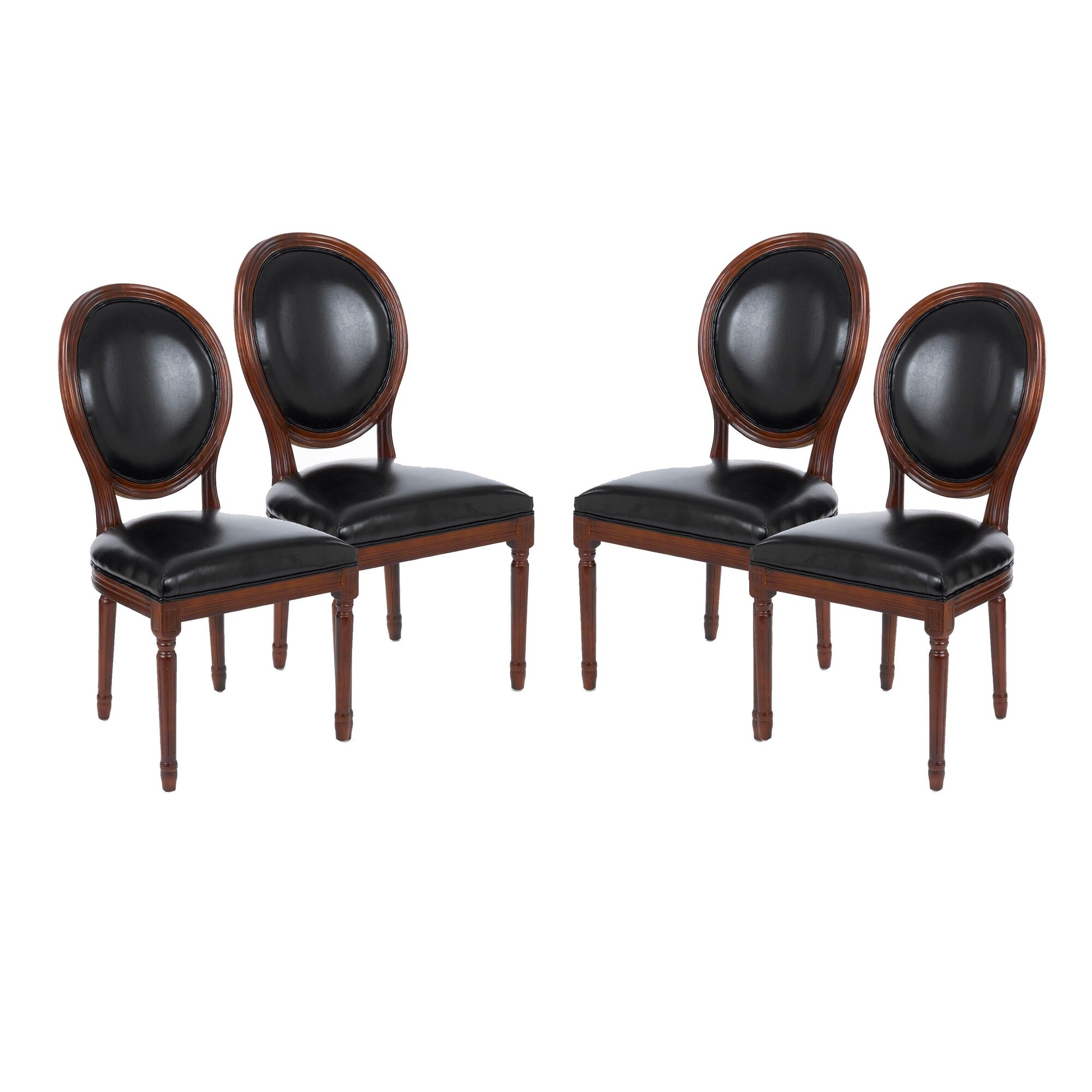 Shop Set Of 4 Vintage Antique French Style Round Upholstered Wood Side Dining Chairs Dinette Chairs Kitchen Chairs Overstock 16048494