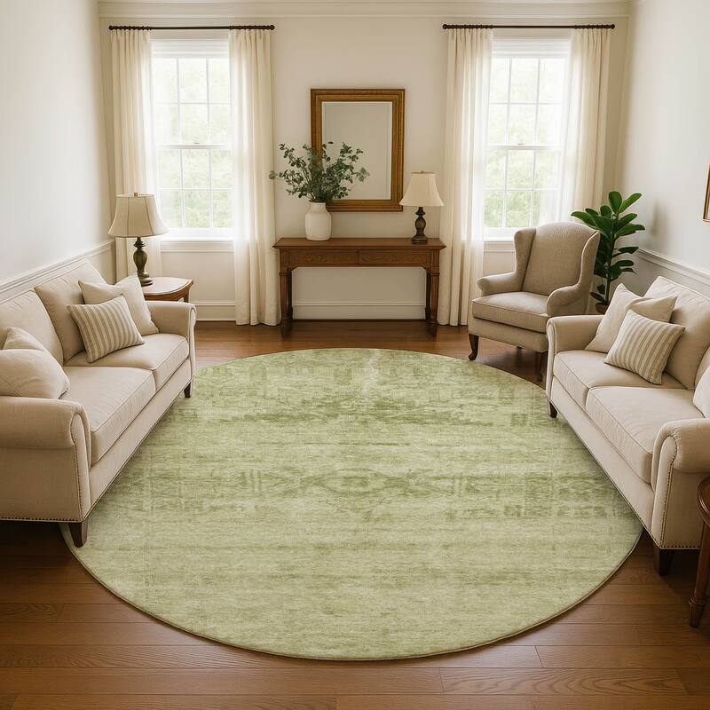 Premium Washable Super Soft Vintage Traditional Mayfield Rug - Aloe - 8' x 8'