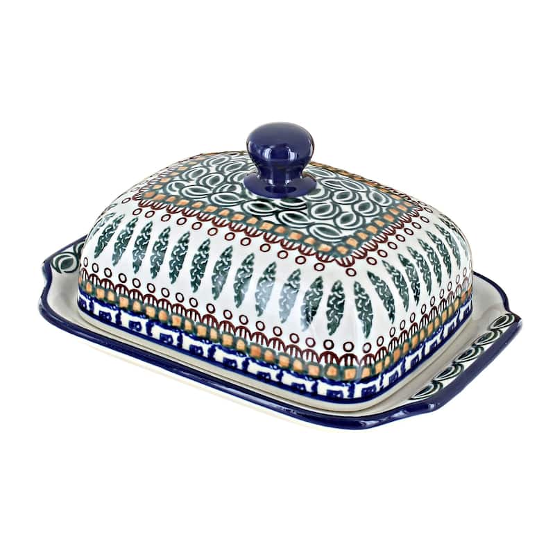 Blue Rose Polish Pottery 295 Ceramika Artystyczna Butter Dish