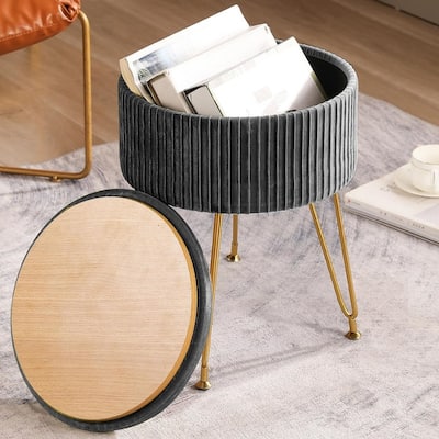 Ottoman Storage Footrest with Metal Legs
