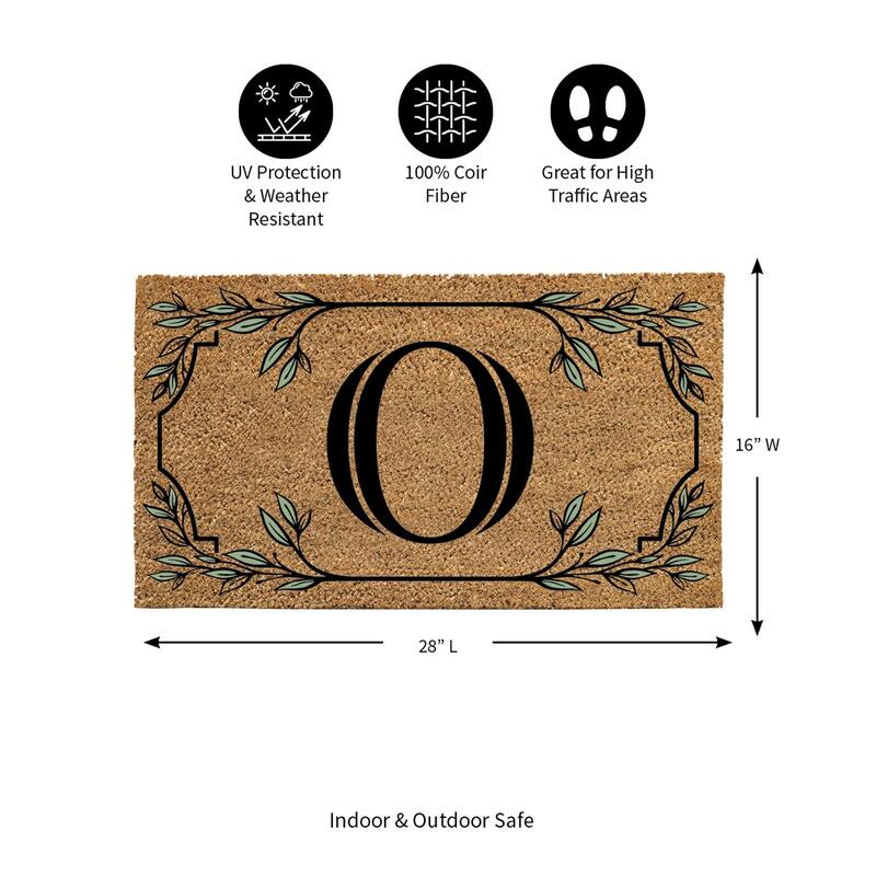 28 in. x 16 in. Monogram Coir Mat, Letter "O"