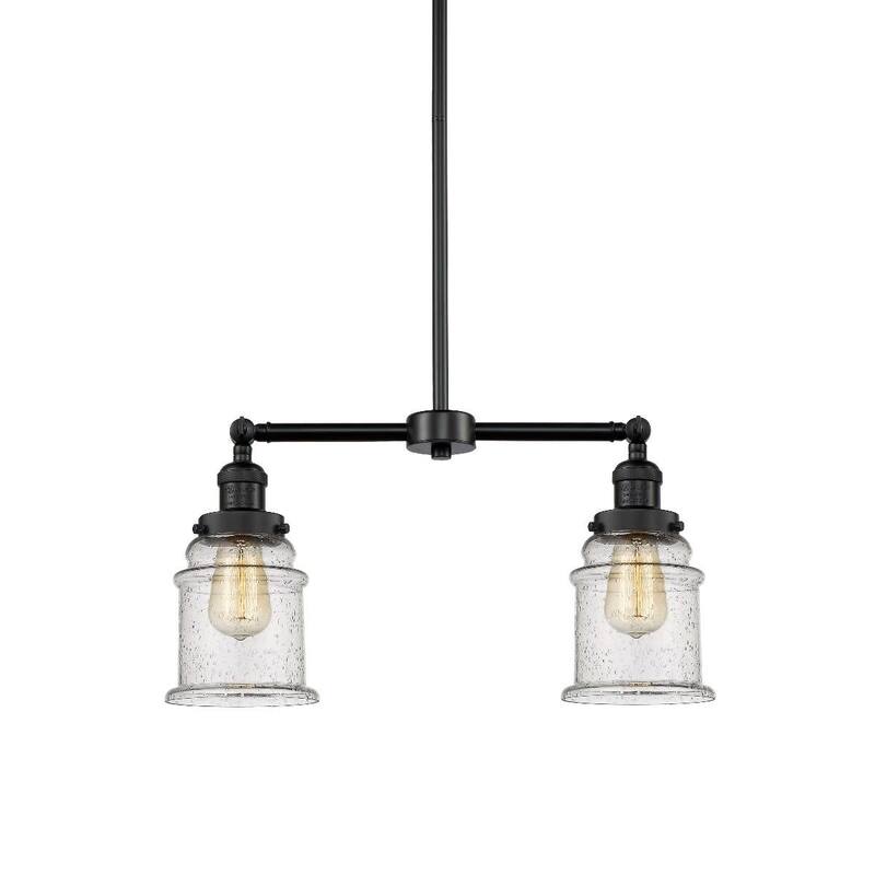 Innovations Lighting Canton 2 Light 21" Wide Linear Chandelier - Matte Black / Seedy