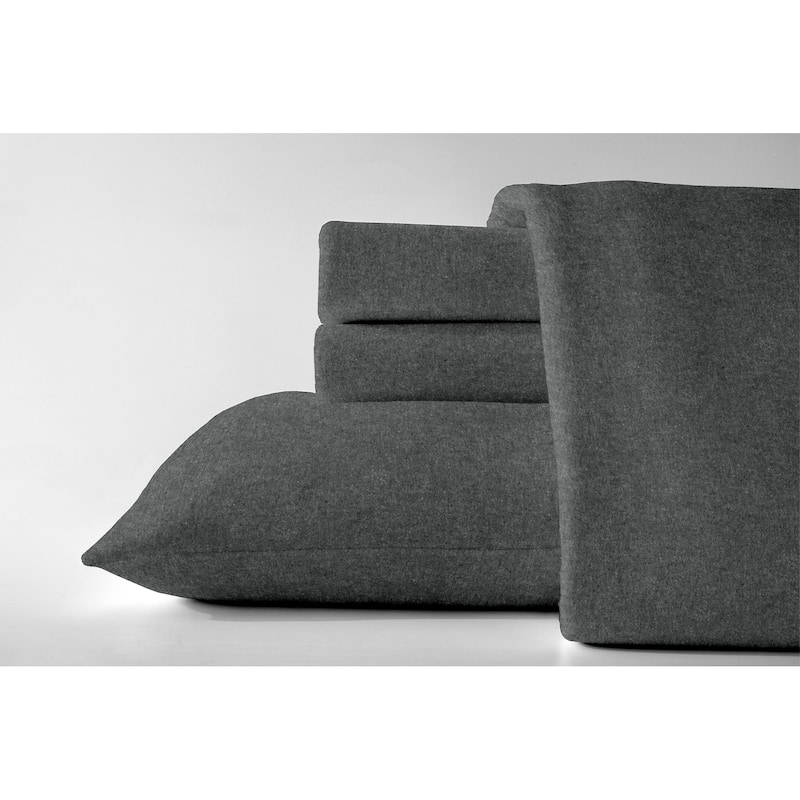 Dormisette Luxury German Flannel 6-ounce Bed Sheet Set - Queen - Heather Charcoal