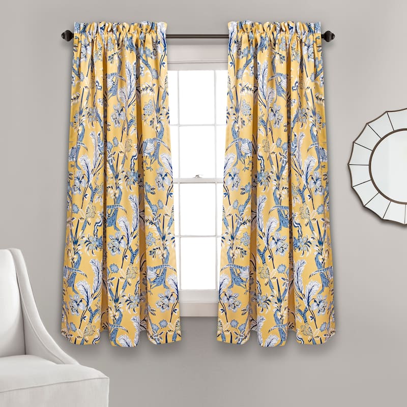 Lush Decor Dolores Room-darkening Floral Curtain Panel Pair - 52" W x 63" L - Yellow