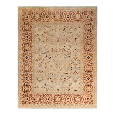 Overton Hand Knotted Wool Vintage Inspired Traditional Ottoman Beige Area Rug - 8' 1" x 10' 4"