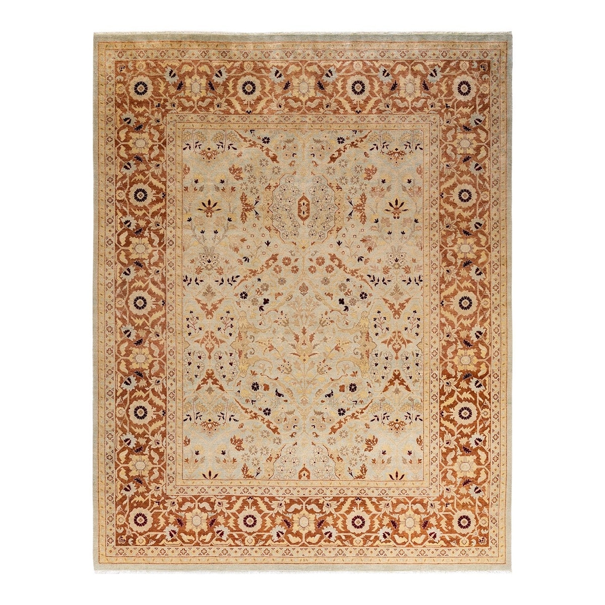 Overton Hand Knotted Wool Vintage Inspired Traditional Ottoman Beige Area Rug - 8' 1" x 10' 4"