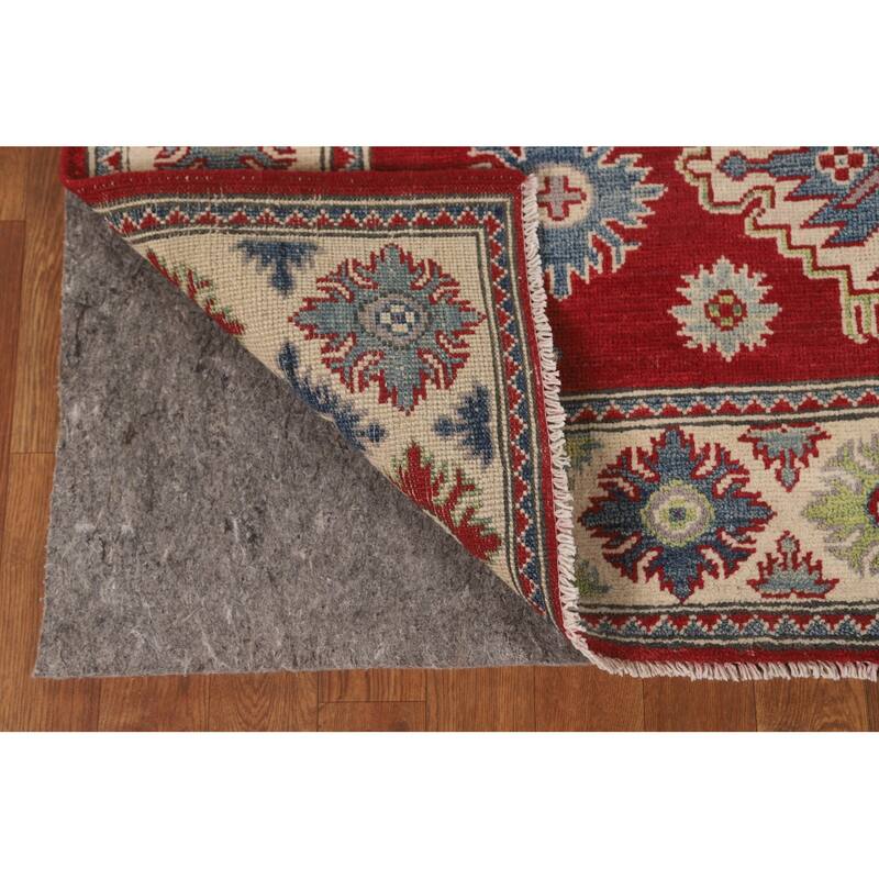 Red Kazak Area Rug Hand-Knotted Traditional Wool Carpet - 5'1" x 6'5"