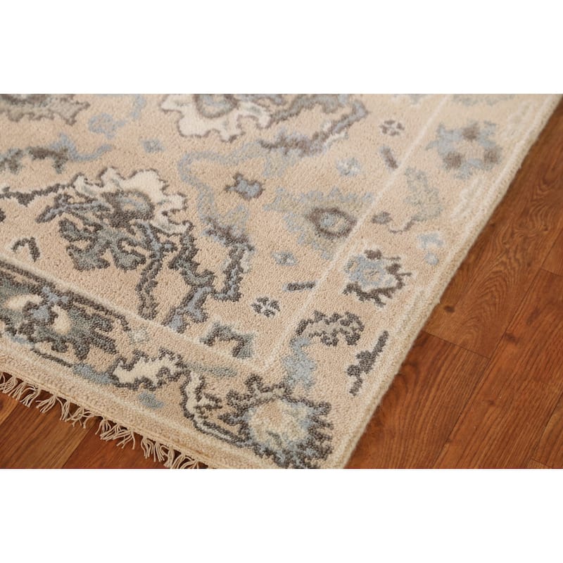 Earth Tone Oushak Indian Runner Rug Hand-Knotted Wool Carpet - 2'6" x 7'11"