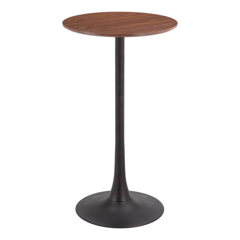 HomeRoots 24" Brown and Black Wood and Steel Rounded Bar Table - 24.00 in. x 41.70 in. x 24.00 in.