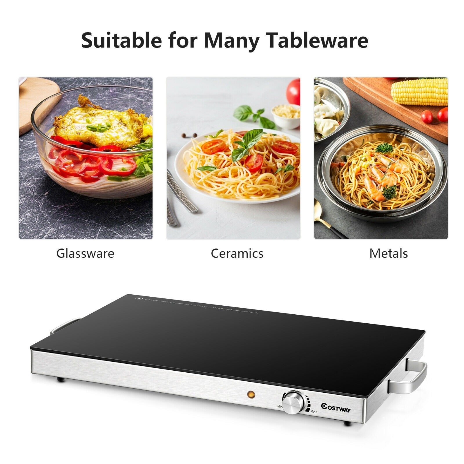 22 x 14 Inch Electric Warming Tray Hot Plate Dish Warmer with Adjustable  Temperature - Costway