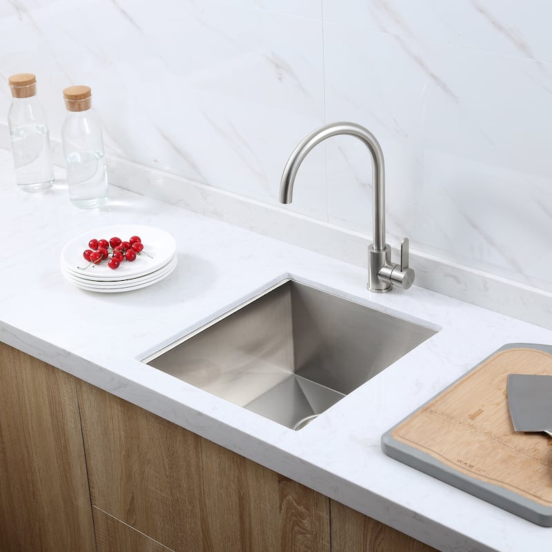 Luxier BBS16-18Z 16" Single Bowl Stainless Steel Undermount Bar Sink - 16