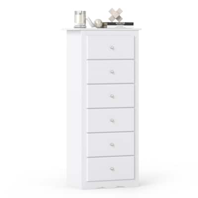 Gymax 6 Drawer Dresser 53.5'' Tall Storage Cabinet with Metal Sliding