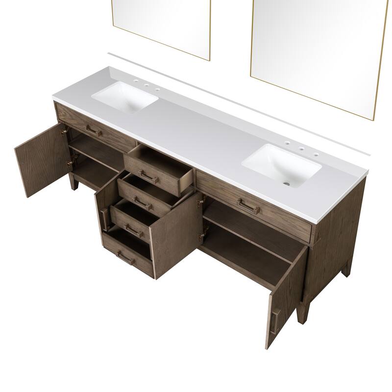 Laurel 60 in W x 22 in D Black Oak Double Bath Vanity, Cultured Marble Top, and 28 in Mirrors