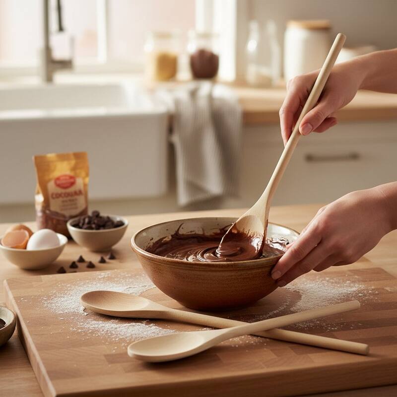 Chef Craft Select Maple Solid Spoon Set | 10, 12, and 14 inch 3 Piece Wooden Spoons