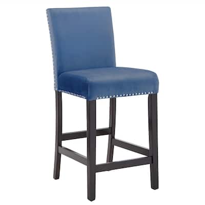 Balmforth Nailhead Velvet Upholstered Counter Height Chairs (Set of 2) by iNSPIRE Q Classic