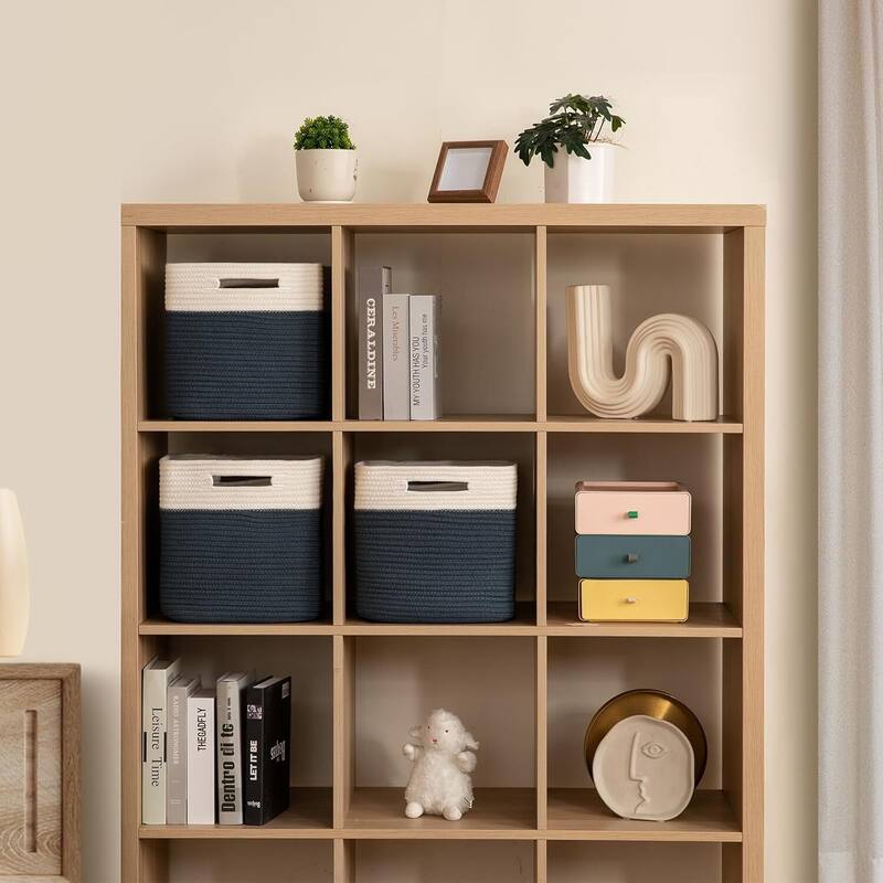 Storage Cubes 11 Inch Storage Bins-3-Pack, Cotton Rope Woven Baskets - 11"L x 11"W x 11"H