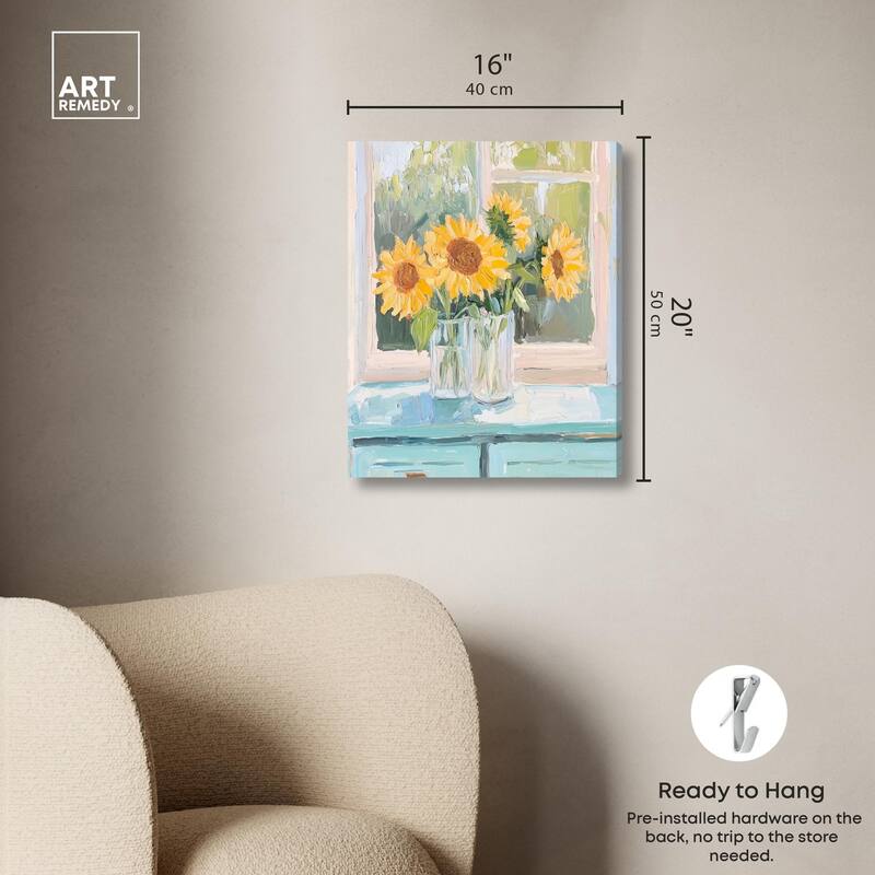 Sunflower Quartet Canvas by Art Remedy, Gallery Wrapped