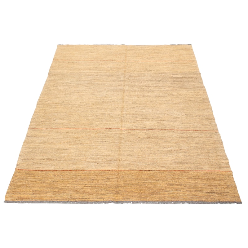 ECARPETGALLERY Flat-Weave Natural Tan Wool Tapestry Kilim - 5'7 x 7'7