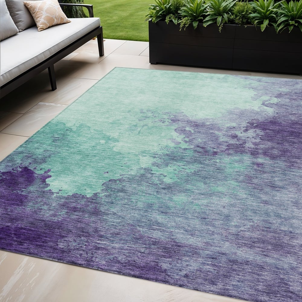 HomeRoots Abstract Transitional Rectangle Outdoor Rug