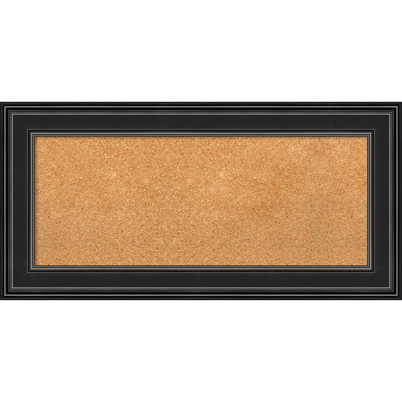 Ridge Framed Cork Bulletin Memo Board - 36-Inch x 18-Inch - Ridge Black