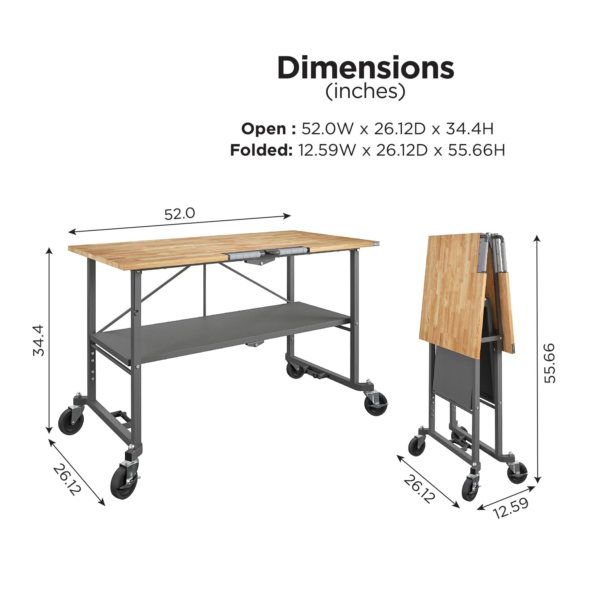 COSCO SmartFold Butcher Block Portable Workbench Folding Utility