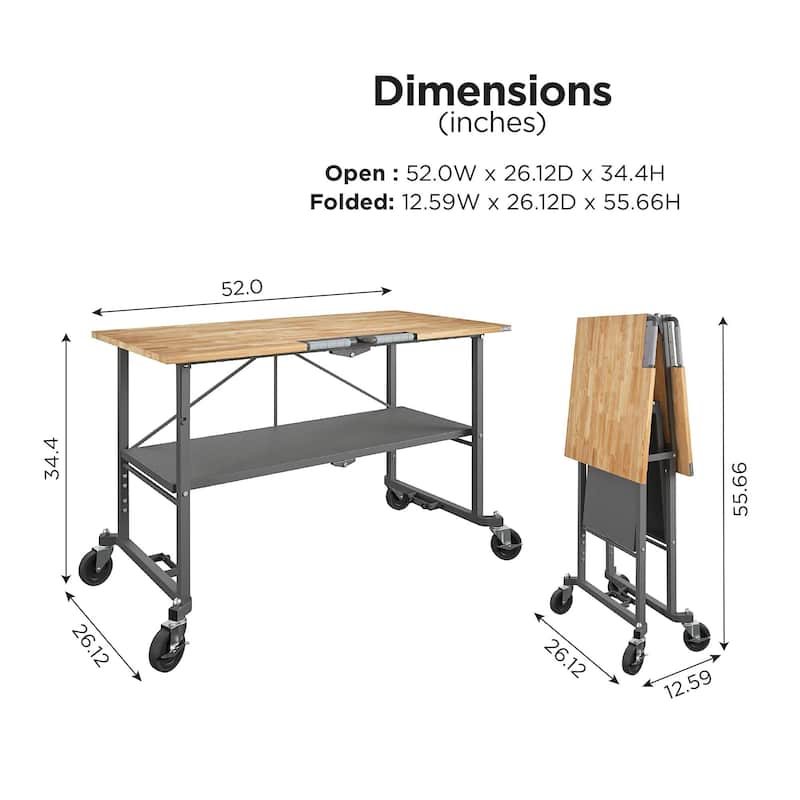 COSCO SmartFold Butcher Block Portable Workbench Folding Utility Table On Sale Bed Bath
