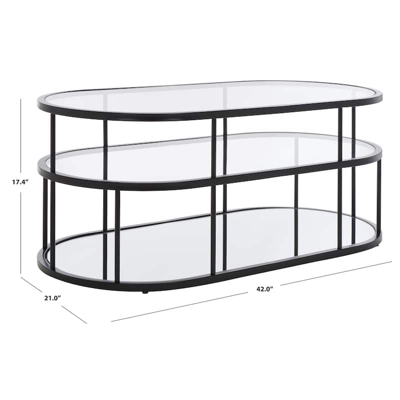 SAFAVIEH Frederica 3 Shelf Coffee Table - 42" L x 21" D x 17" H - 42Wx21Dx17H - Matte Black