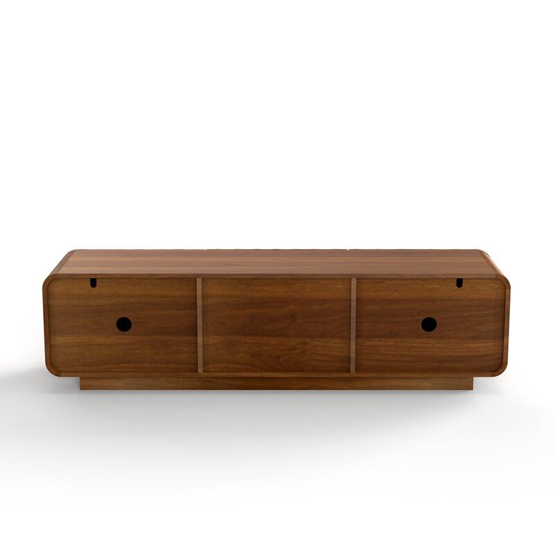 58" TV Console, Modern Spiral Wave Design TV Stand with Storage Cabinet and 2 Drawers