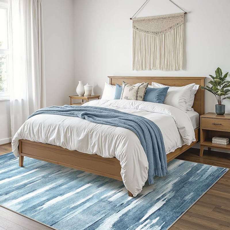 Mcow Modern Abstract Machine Washable Low Pile Area Rugs - 8'X10'