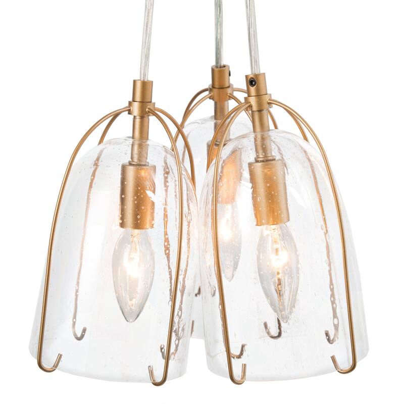 Modern Tulip Glass Island Pendant Light Linear Cluster Chandelier for Dining Room, Entryway