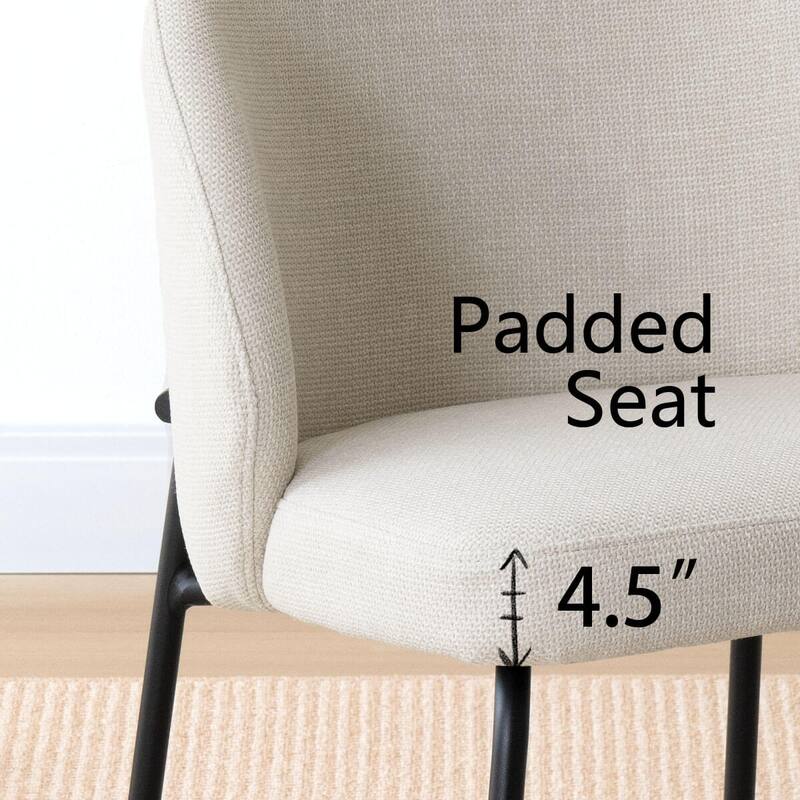 Modern Fabric Dining Chairs with Curved Back and Steel Legs, Set of 4