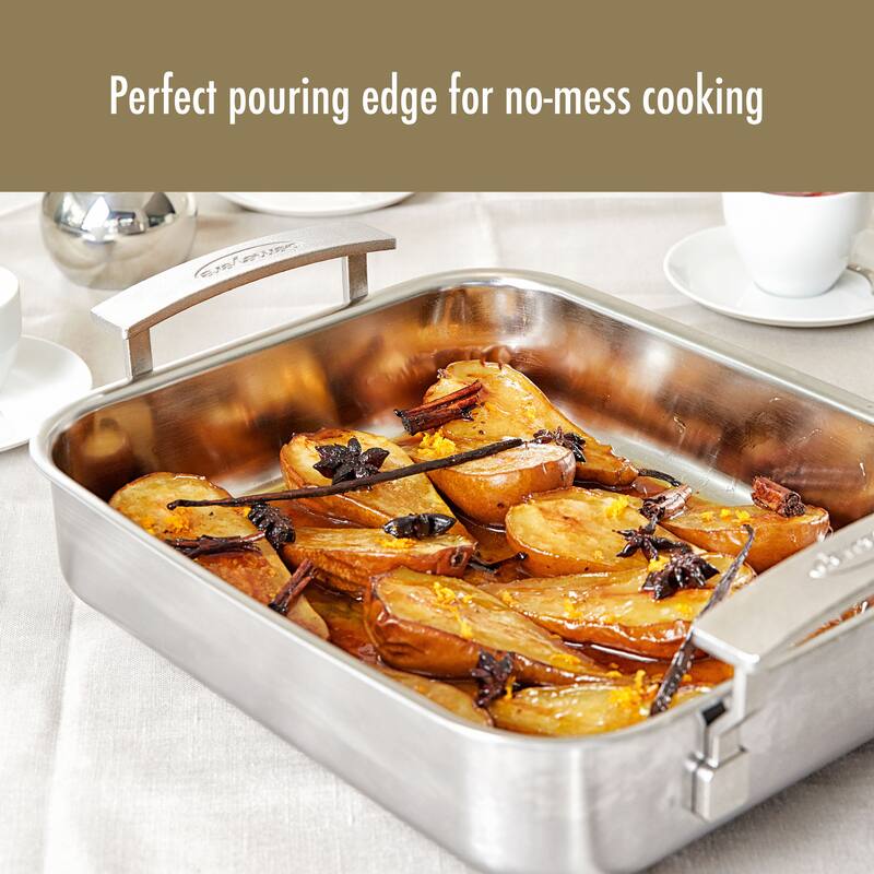 Demeyere Industry 5-Ply Stainless Steel 15.7 X 13.3-inch Roasting Pan - 15.7" x 13.3"