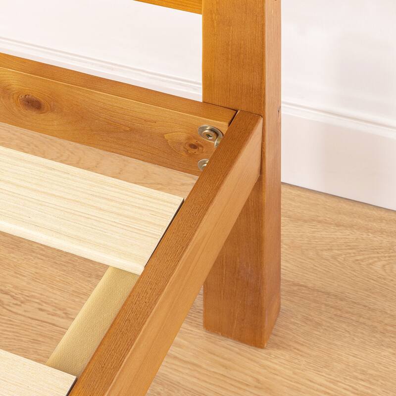 Solid Wood Platform Bed with Paneled Headboard Multiple Colors