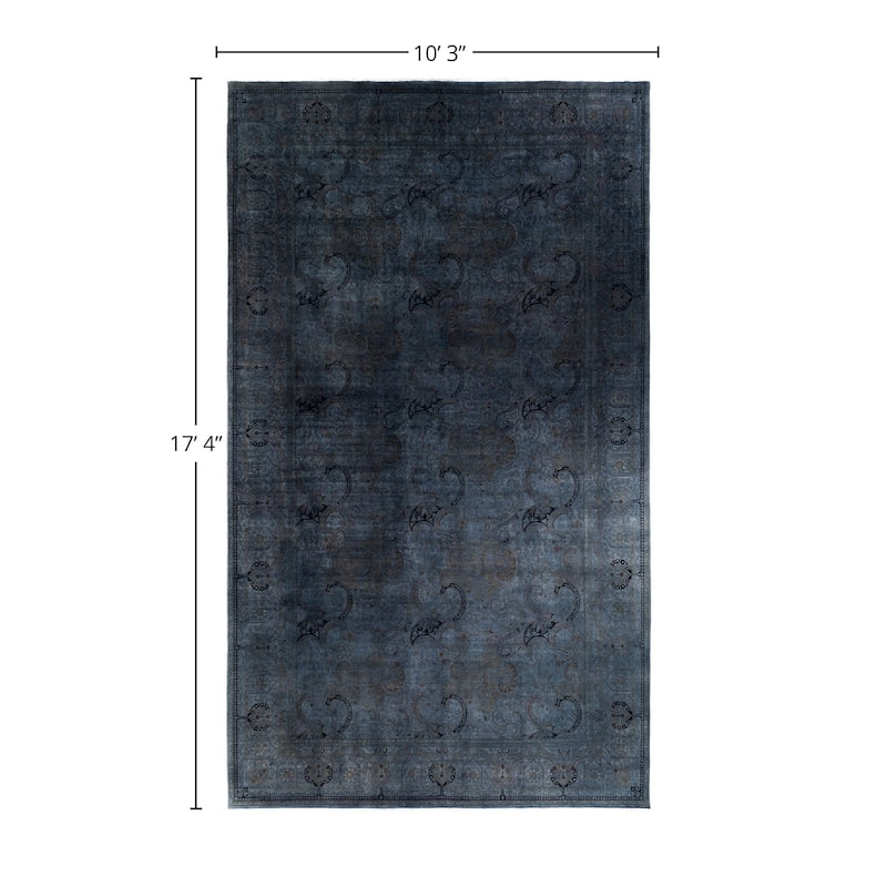 Overdyed, One-of-a-Kind Hand-Knotted Area Rug - Gray - 10' 3" x 17' 4"