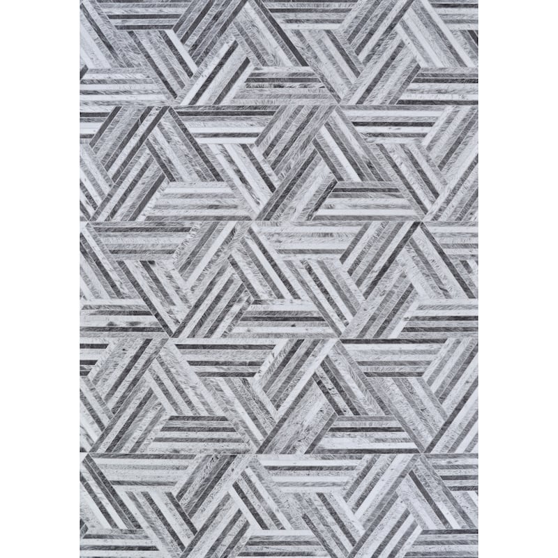 Dream Decor Rugs Steppe Barsham Gray Black Geometric Area Rug