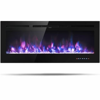 Modern 50-Inch Recessed Wall Mounted Electric Fireplace with Multicolor Flame