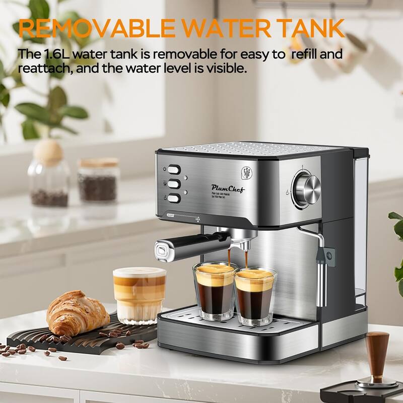 20 Bar Espresso Machine w/ Milk Frother, Single & Double Shot, ESE Pod Compatible