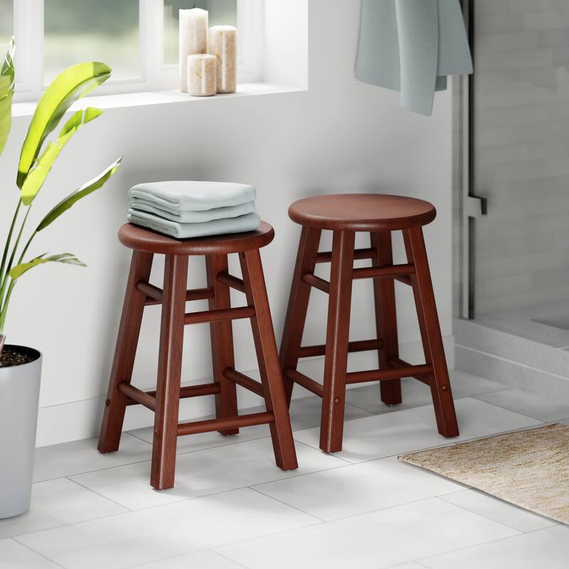 Element 2-Pc Square Legs Dining Stool Set, Walnut Finish - N/A