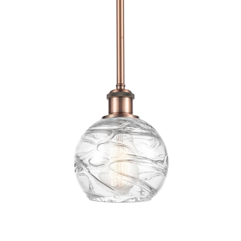 Innovations Lighting 516-1S-8-6 Athens Pendant Athens 6" Wide Mini - Clear Deco Swirl / Antique Copper