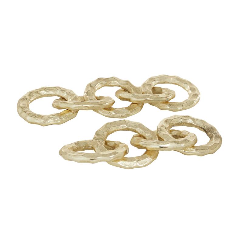 Aluminum Metal Chain Decorative Sculpture - Set of 2 Gold - CosmoLiving by Cosmopolitan - Gold