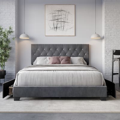 Sheffield Tufted Upholstered Storage Platform Bed
