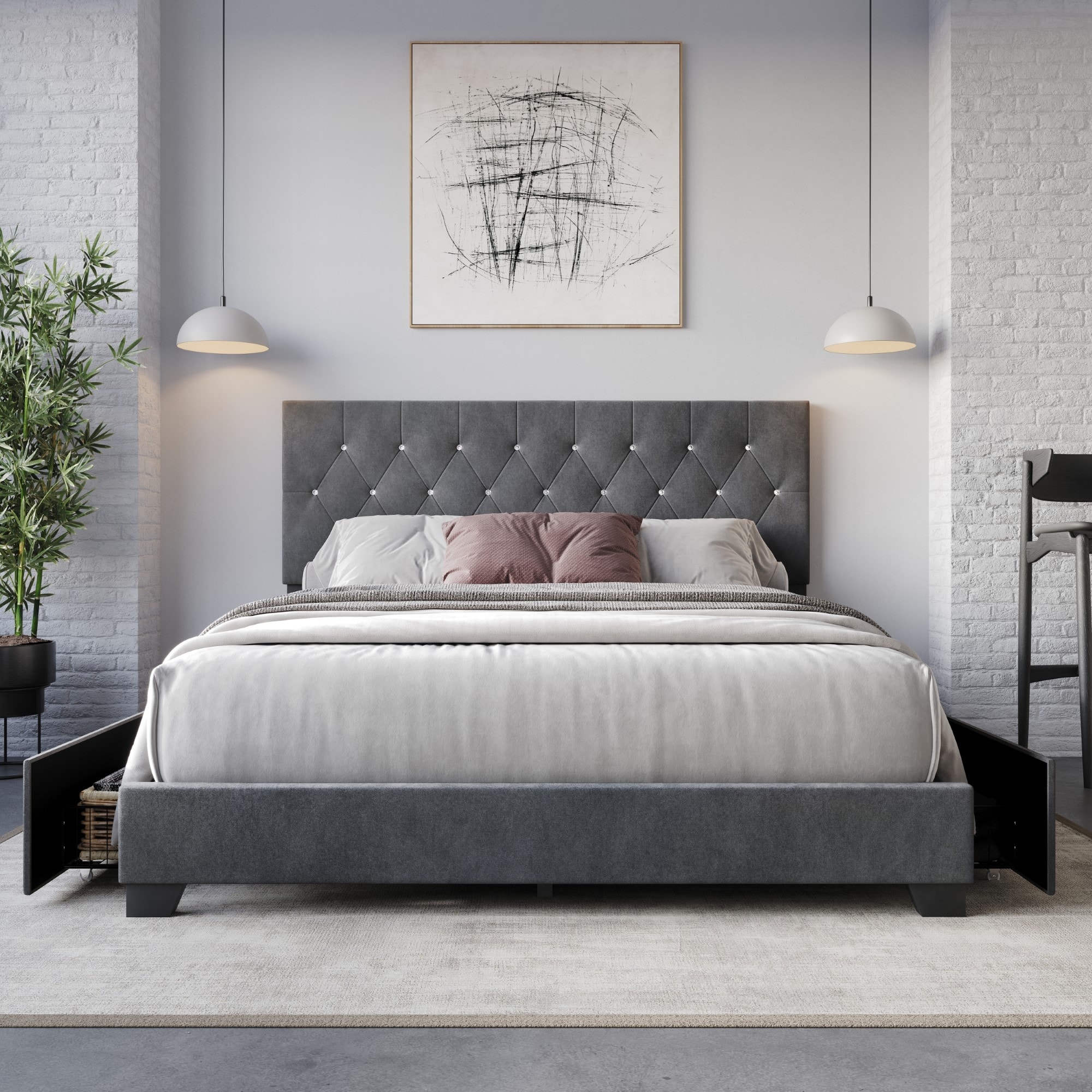 Sheffield Tufted Upholstered Storage Platform Bed
